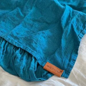 WildBird Linen Ring Sling - Peacock with rose gold ring